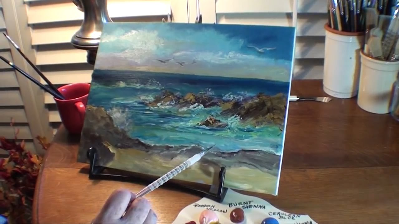 1280x720 Paint Ocean With Rocks - Rocky 3 Painting Original