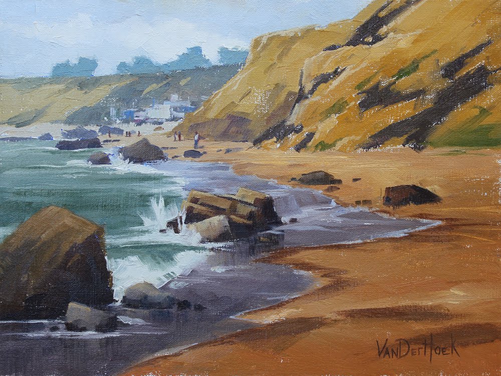 1000x750 Rocky Shores Of Crystal Cove - Rocky 3 Painting Original