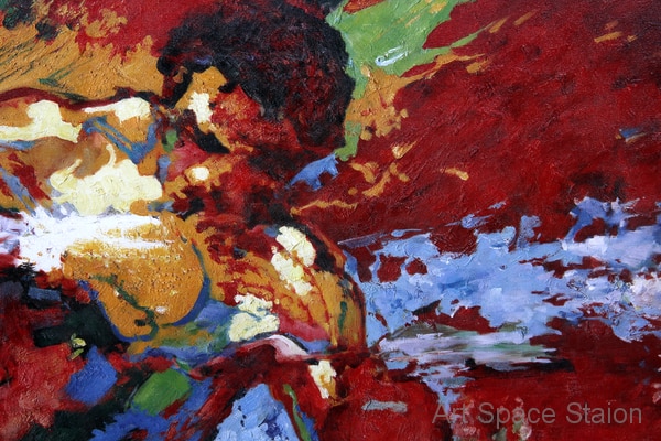 600x400 Print Canvas Rocky Vs Apollo Leroy Neiman Boxing Sports Painting - Rocky And Apollo Creed Painting