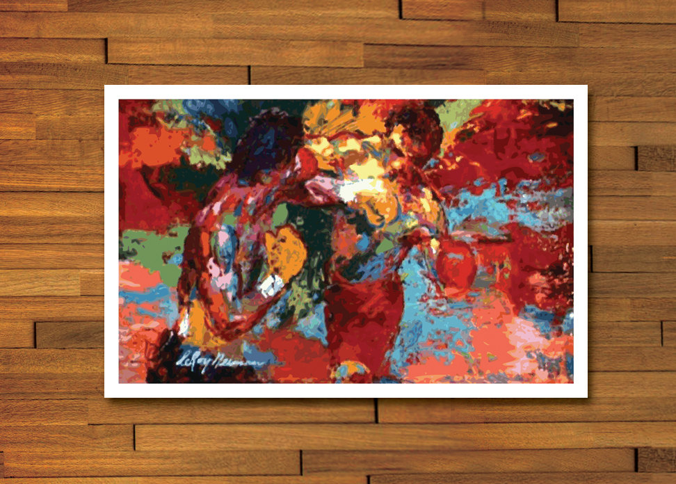 972x696 Rocky Balboa Vs Apollo Creed Replica Leroy Neiman Boxing - Rocky And Apollo Creed Painting