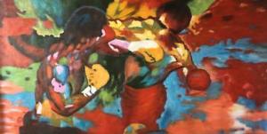 300x151 Leroy Neiman Rocky Vs Apollohandcraft Portrait Oil Painting - Rocky And Apollo Painting