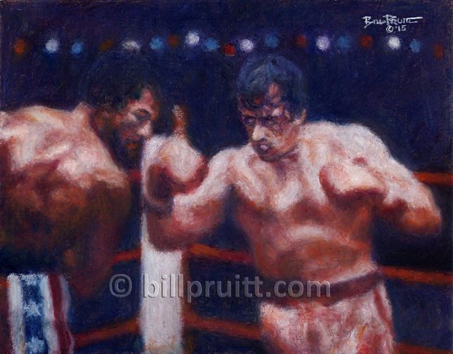 645x504 Original Sylvester Sly Stallone Rocky Apollo Oil Painting 8.5x11 - Rocky Apollo Painting