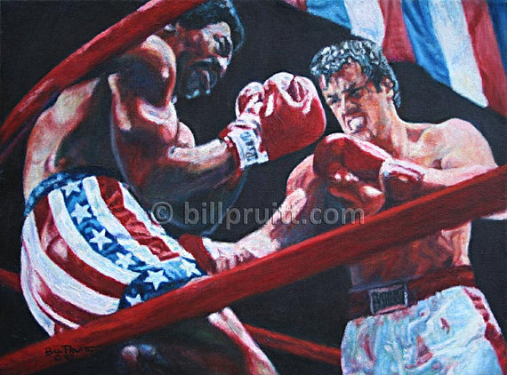 570x422 Print Canvas Rocky Vs Apollo Leroy Neiman Boxing Sports Painting - Rocky Apollo Painting