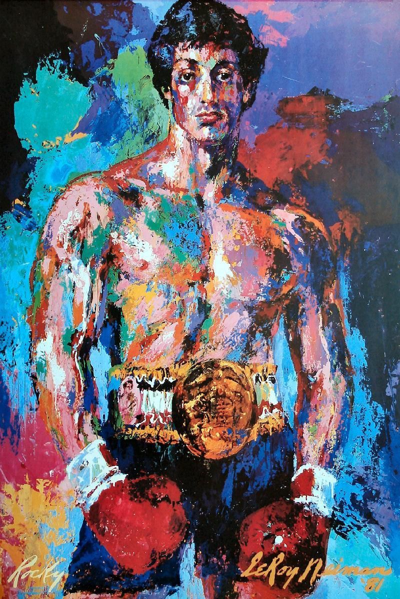 800x1198 Leroy Neiman, Rip Rocky Balboa, Sylvester Stallone - Rocky Balboa And Apollo Creed Painting
