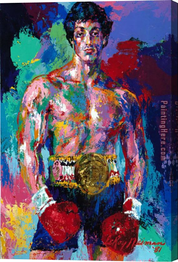 570x839 Leroy Neiman Rocky Balboa 1981 Stretched Canvas Painting For Sale - Rocky Balboa Painting