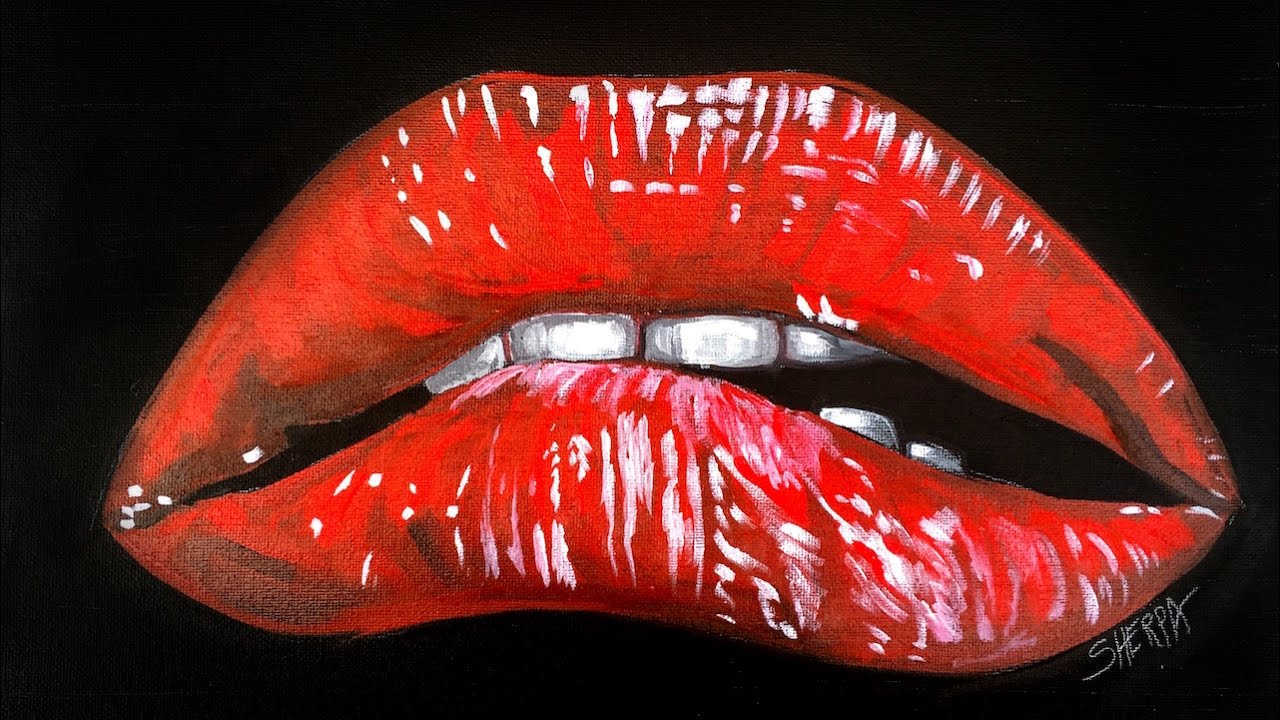 1280x720 Learn To Paint Realistic Lips For Beginners Rocky Horror Picture - Rocky Horror Picture Show Painting