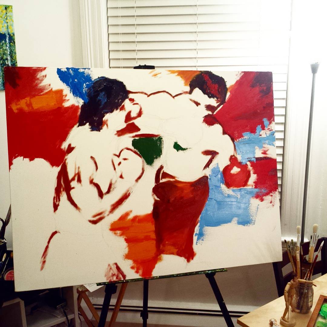 1080x1080 Andrea Realpe Rocky Balboa Vs Apollo Creed Painting - Rocky Iii Painting