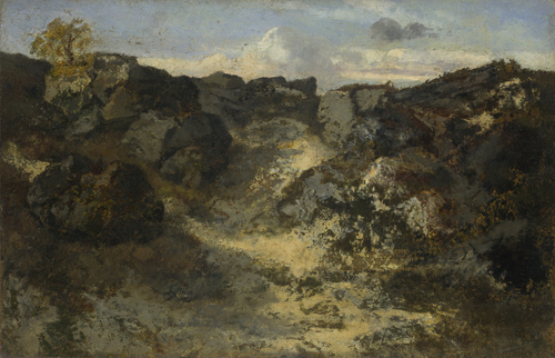 500x322 A Rocky Landscape Painting Theodore Rousseau Oil Paintings - Rocky Landscape Painting