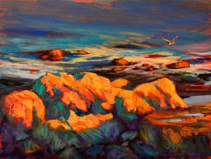 300x226 Fish Art Marine Art Paintings Prints Savlen - Rocky Landscape Painting