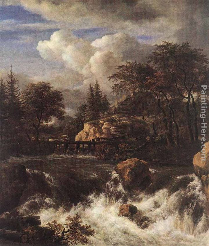 720x846 Jacob Van Ruisdael Waterfall In A Rocky Landscape Painting Anysize - Rocky Landscape Painting