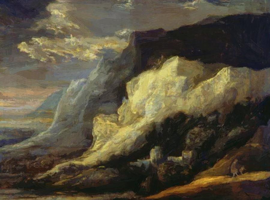 900x669 Rocky Landscape Painting By Seghers Hercules - Rocky Landscape Painting