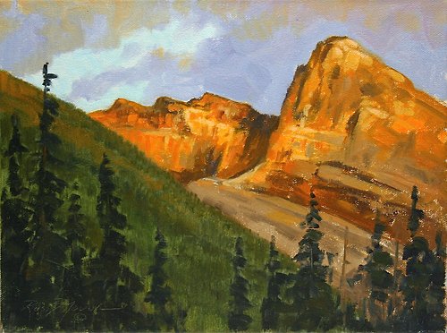 500x372 Rocky Mountain Sunset - Rocky Landscape Painting