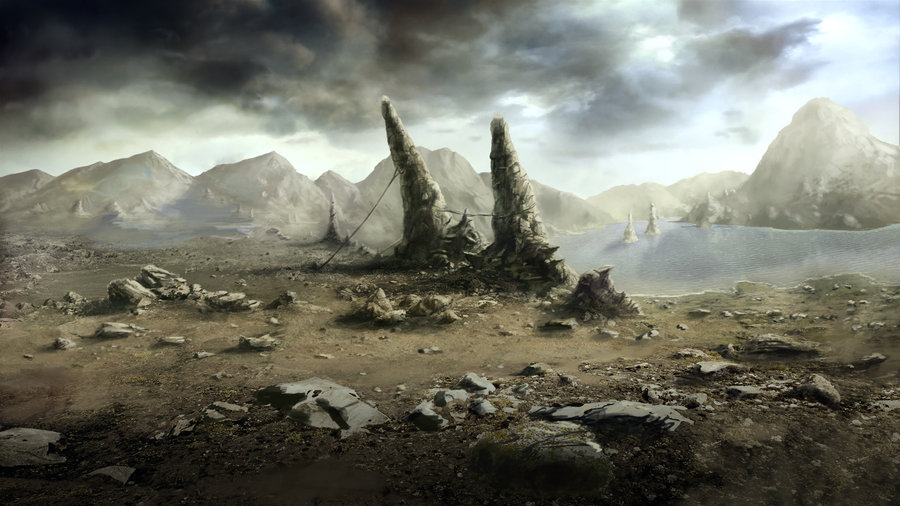 900x506 Rocky Lake By Natmonney - Rocky Landscape Painting