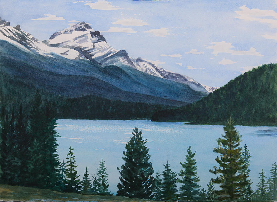 900x658 Rocky Mountains Painting By Debbie Homewood - Rocky Mountain Painting