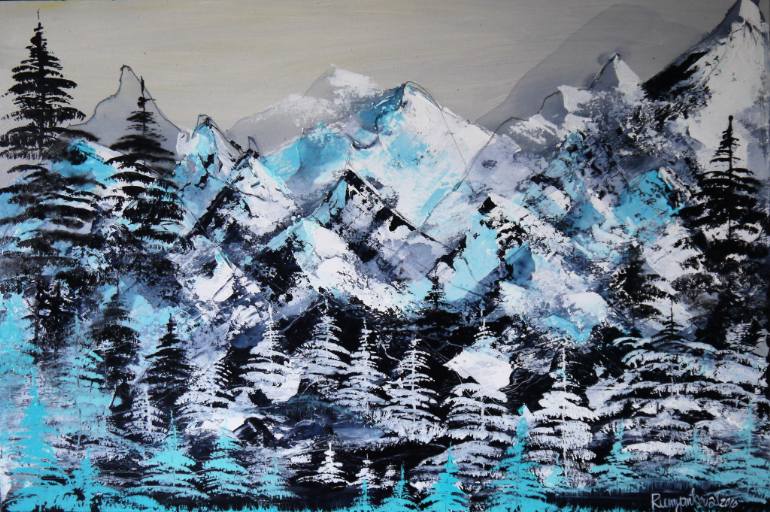770x512 Saatchi Art Snow On Rocky Mountains Painting By Irina Rumyantseva - Rocky Mountain Painting