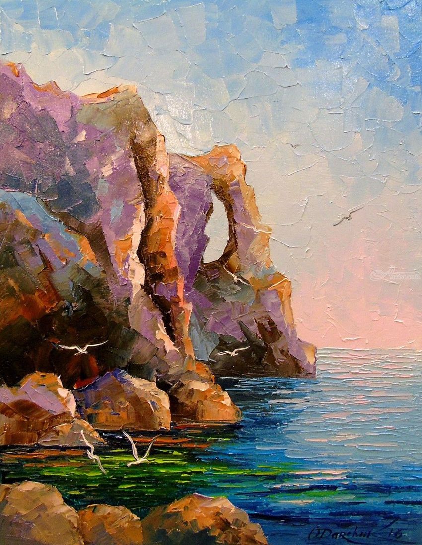 850x1097 Rocky Shore Paintings By Olha Darchuk - Rocky Painting