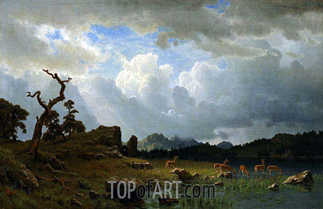 463x299 Thunderstorm In The Rocky Mountains Bierstadt Painting - Rocky Painting