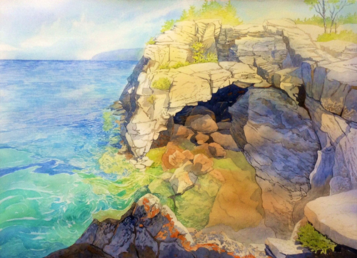 500x362 How To Paint A Rocky Coastline - Rocky Painting