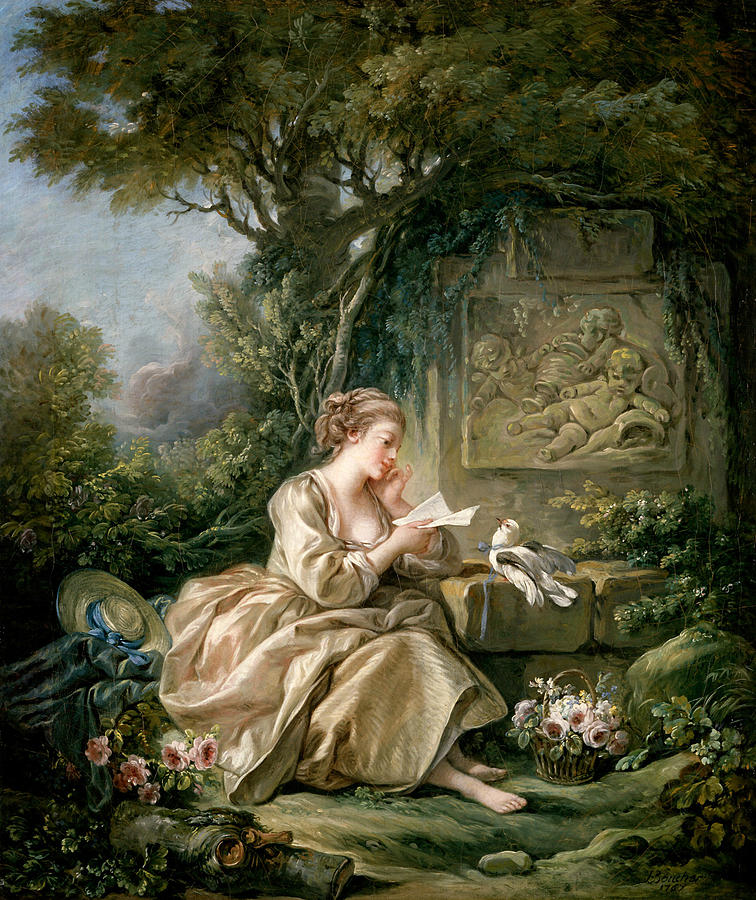 756x900 The Secret Message Painting By Francois Boucher - Rococo Painting