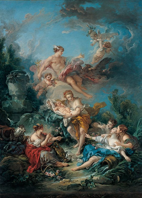 600x833 Francois Boucher, Angels Paintings - Rococo Painting