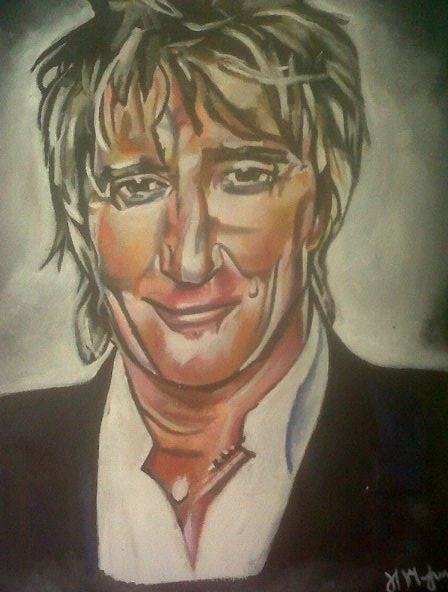 448x592 Rod Stewart Painting By Noreen Roseleen Maughan - Rod Stewart Painting