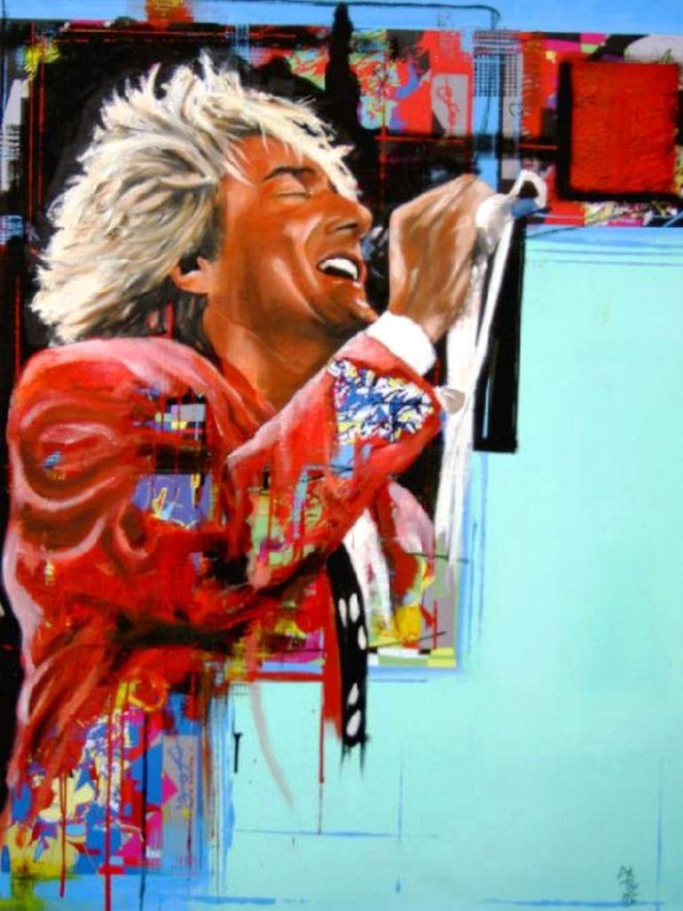 770x1027 Saatchi Art Rod Stewart Painting By Martin Georg Sonnleitner - Rod Stewart Painting
