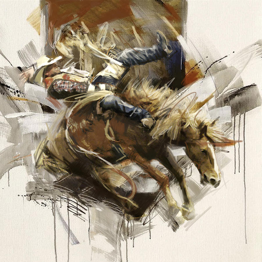 900x900 Rodeo 10 Painting By Maryam Mughal - Rodeo Painting