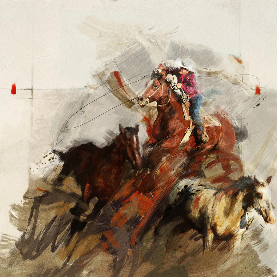 900x900 Rodeo 37 Painting By Maryam Mughal - Rodeo Painting