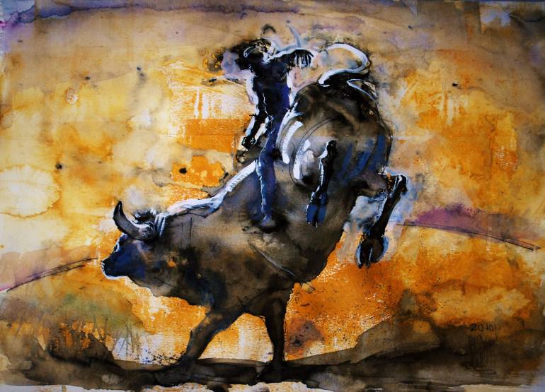 770x555 Saatchi Art Rodeo Painting By Hari Mitrushi - Rodeo Painting