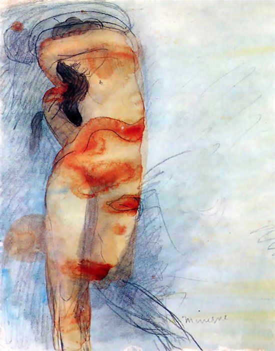 550x701 Minerva By Auguste Rodin Simultaneously Shows The Centered - Rodin Painting