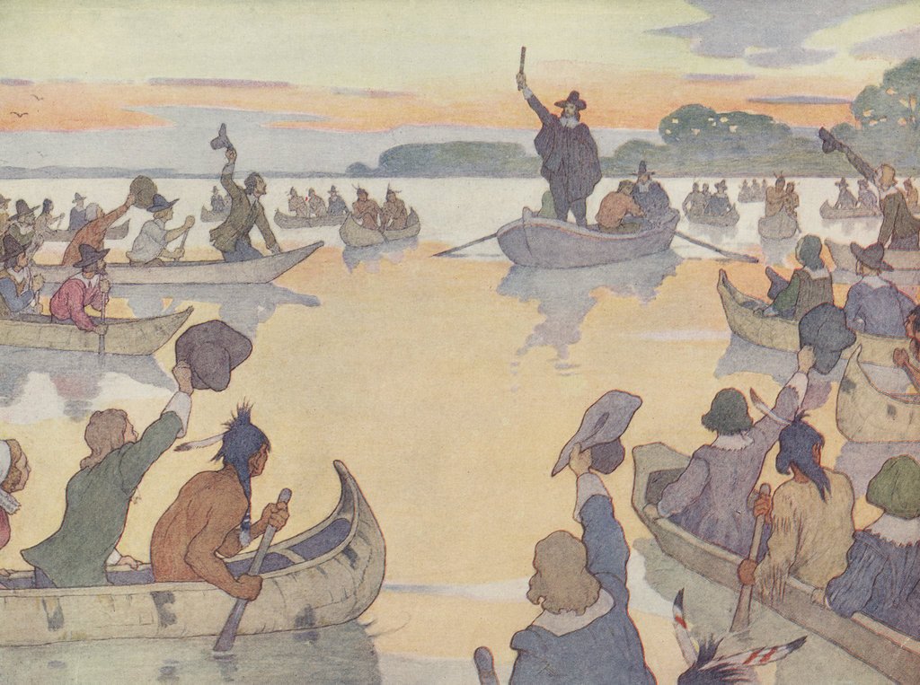 1024x763 Book Illustration Of Roger Williams - Roger Williams Painting