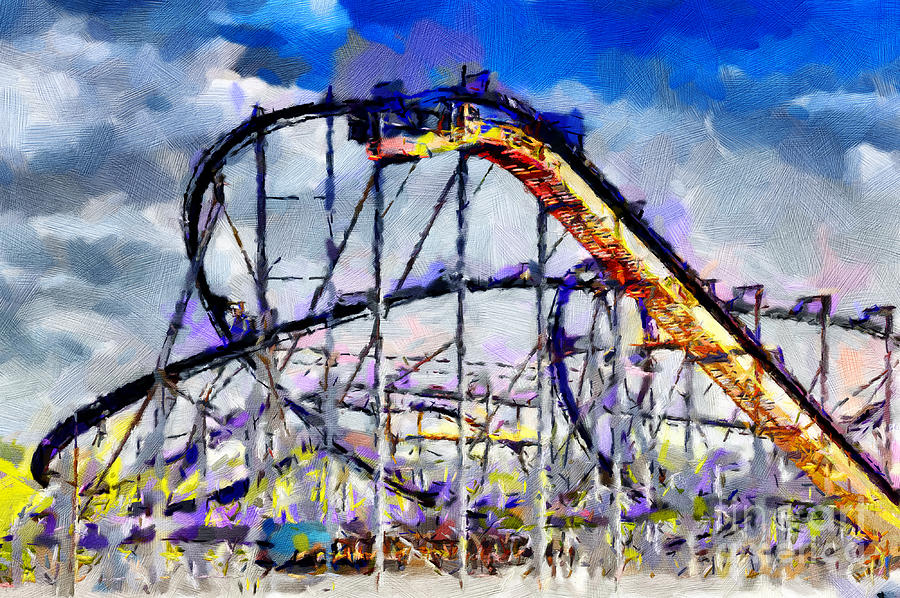 900x598 Roller Coaster Painting Painting By Magomed Magomedagaev - Roller Coaster Painting