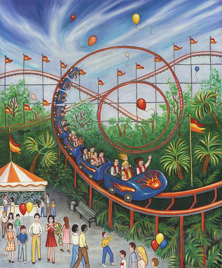 747x900 Roller Coaster Painting By Linda Mears - Roller Coaster Painting