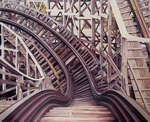 600x488 Two Seconds To A Hard Left Canvas Print Canvas Art By Victor - Roller Coaster Painting
