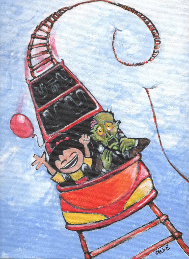 763x1047 Zombie Roller Coaster By Okseart - Roller Coaster Painting