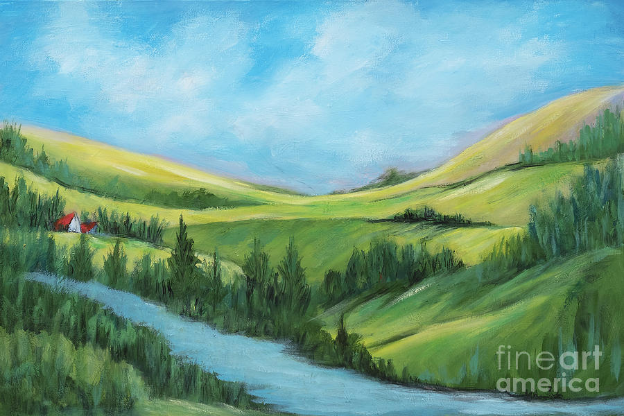 900x600 Rolling Hills Painting By Pati Pelz - Rolling Hills Painting