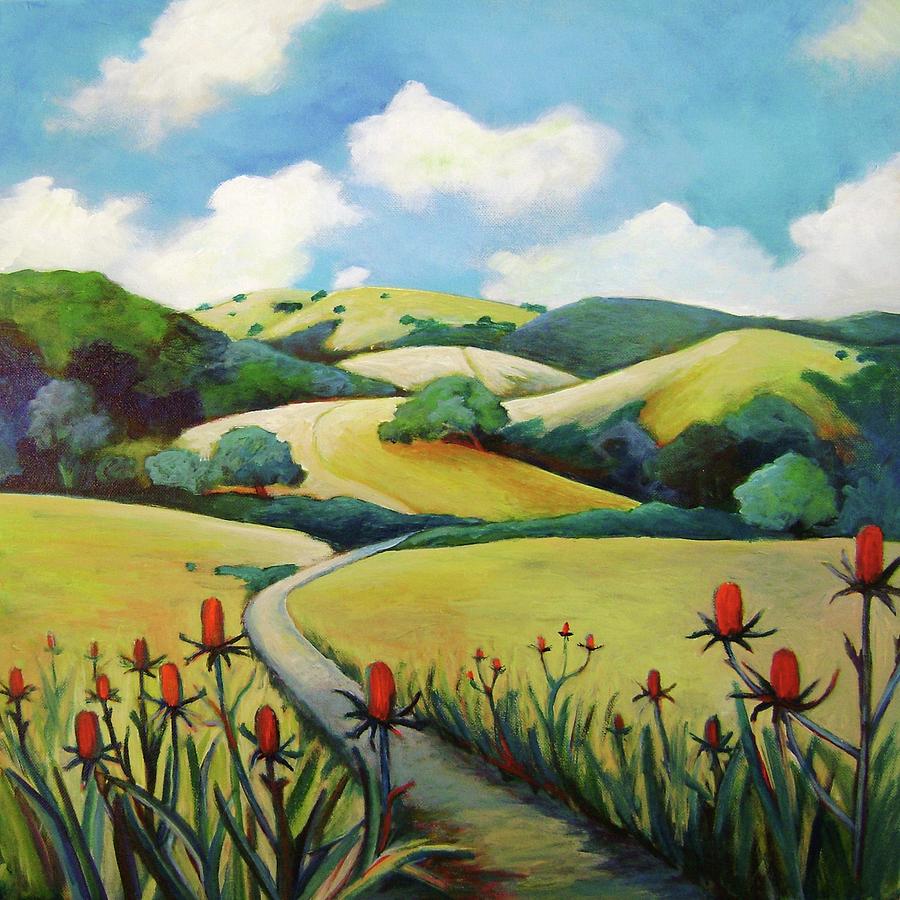 900x900 Rolling Hills To Skyline Painting By Stephanie Maclean - Rolling Hills Painting