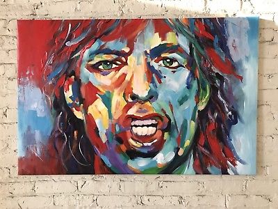 400x300 Rolling Stones Mick Jagger Original Oil Painting Portrait - Rolling Stones Painting