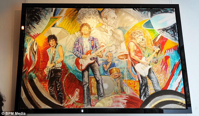634x370 Ronnie Wood's Art Including Piece He Painted Up For Sale - Rolling Stones Painting