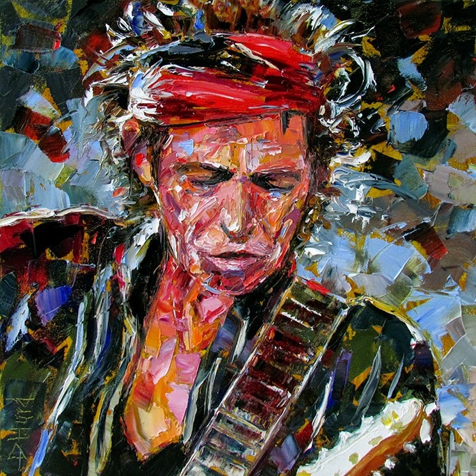 684x684 Keith Richards Portrait Art Music Painting Rolling Stones Guitar - Rolling Stones Painting