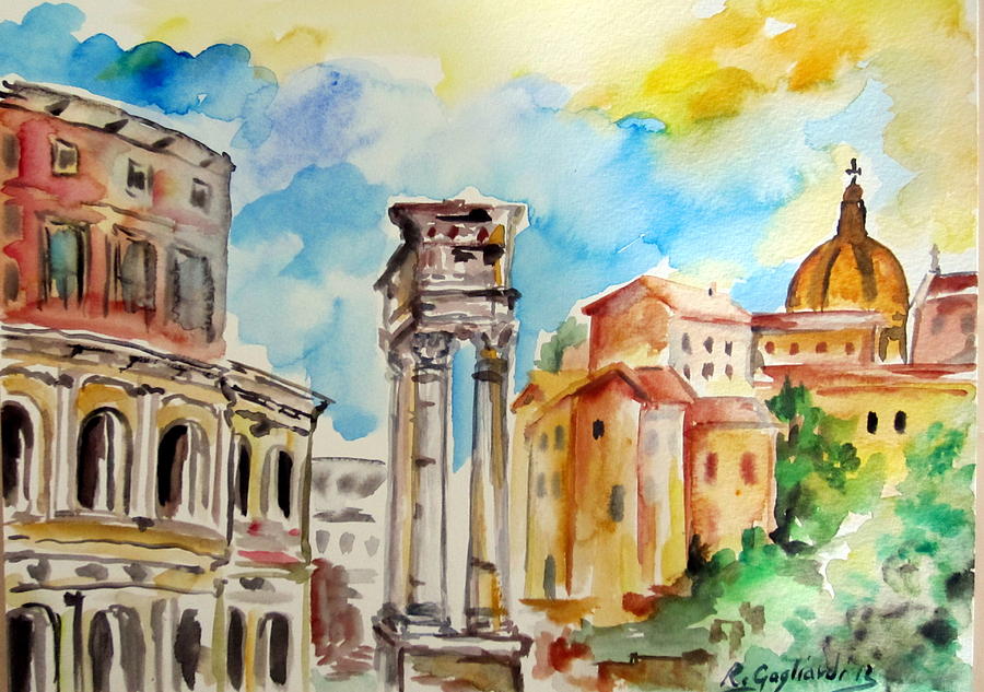 900x633 Teatro Marcello Roma Painting By Roberto Gagliardi - Roma Painting