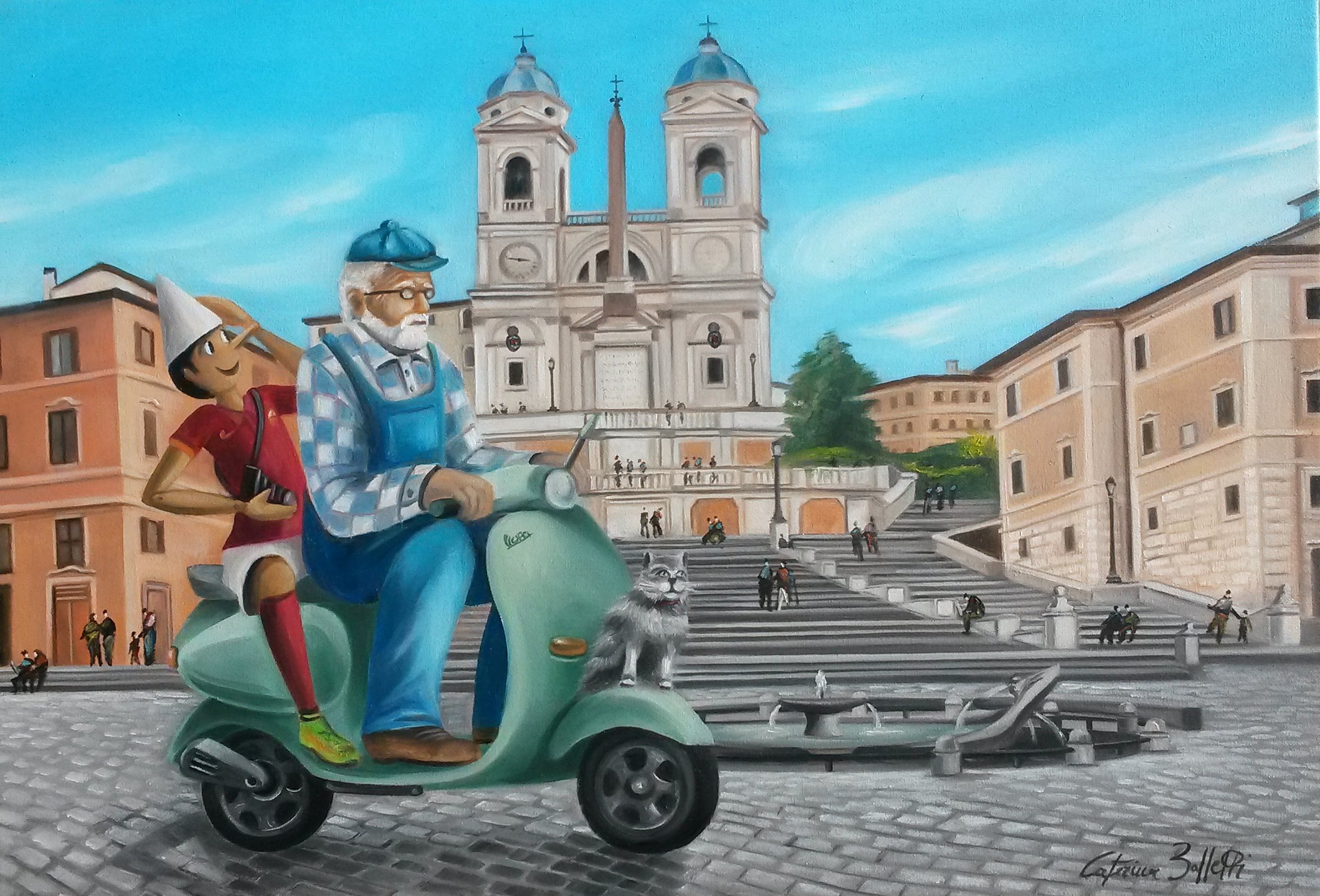 2119x1439 Caterina Balletti Oil Painting Pinocchio Viaggio In Firenze E - Roma Painting