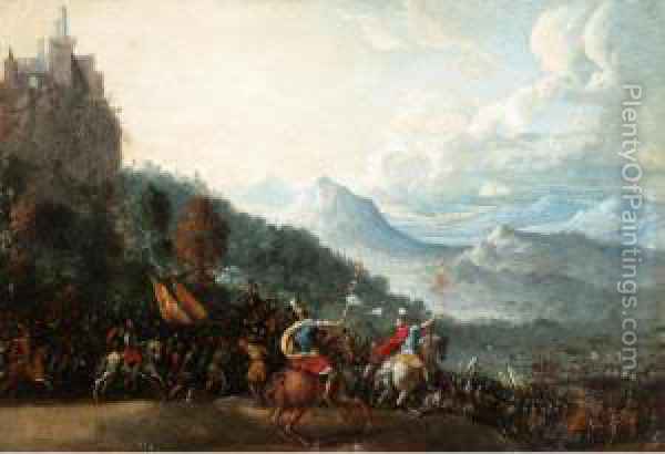 600x410 Extensive Mountainous Landscape Witha Roman Army Marching Into - Roman Army Painting