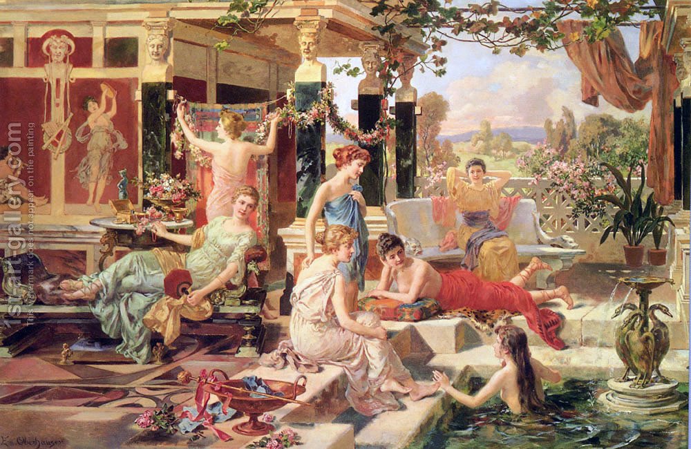 1000x650 The Roman Bath Emmanuel Oberhausen Reproduction 1st Art Gallery - Roman Bath House Painting