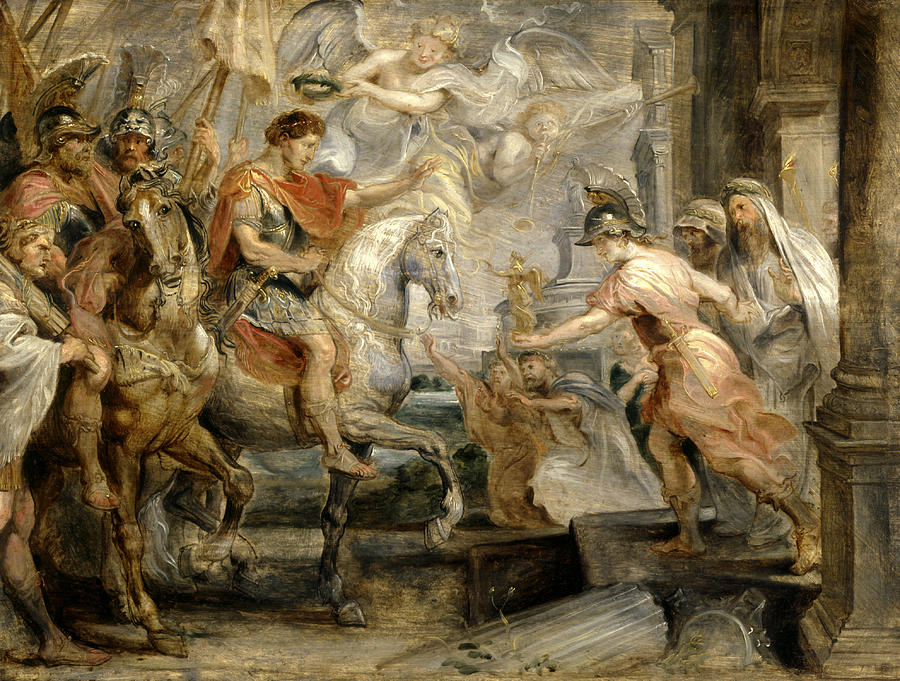 900x681 Triumphant Entry Of Constantine Into Rome Painting By Peter Paul - Roman Bath House Painting
