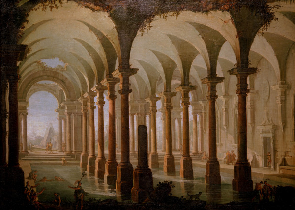 600x427 G. P. Pannini Roman Baths - Roman Bath Painting