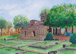 300x212 Roman Bath Ruins Leicester Painting By Tony Williams - Roman Bath Painting