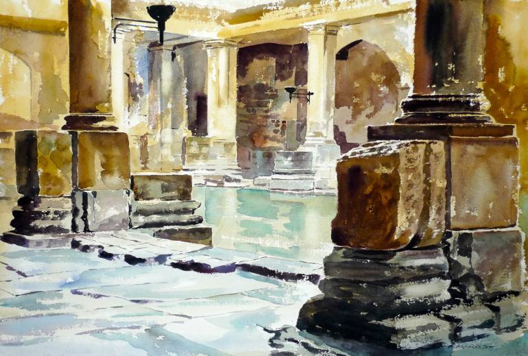 770x519 Saatchi Art Roman Baths Painting By Alan Reed - Roman Bath Painting