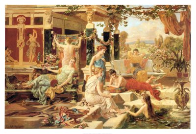 400x274 The Roman Bath Art Poster Print By Emmanuel Oberhausen, 100x67 - Roman Bath Painting
