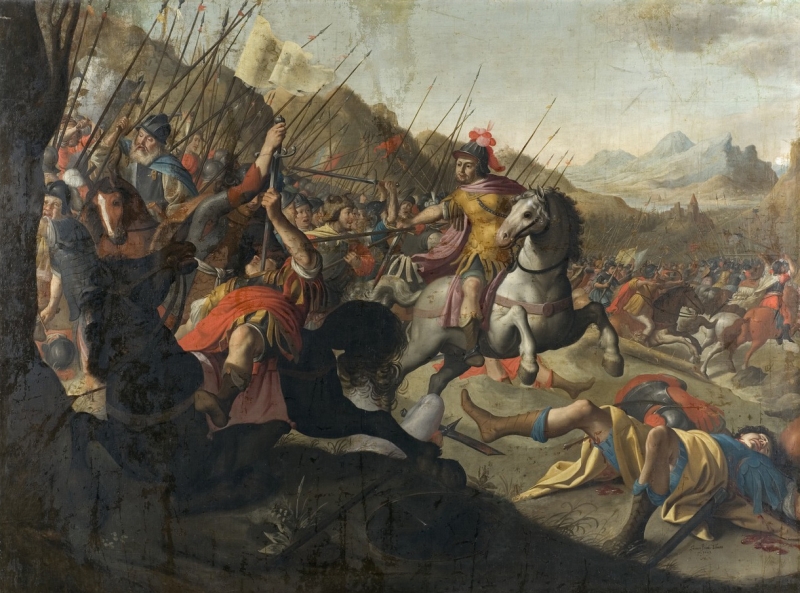800x593 A Roman Battle Painting Simon Peter Tilemann Oil Paintings - Roman Battle Painting